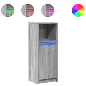 vidaXL Aparador com luzes LED derivados de madeira cinzento sonoma