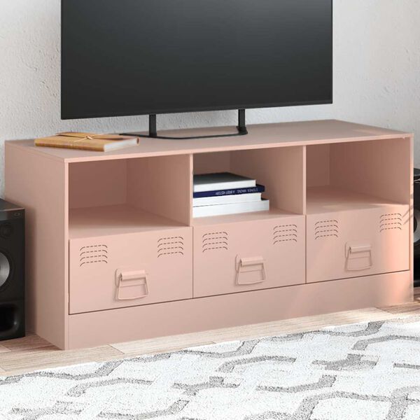vidaXL M&oacute;vel de TV 99x39x44 a&ccedil;o rosa