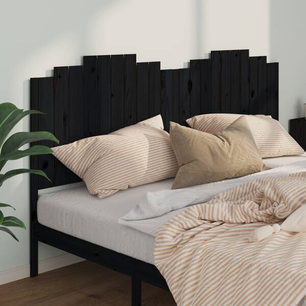 vidaXL Cabeceira de cama 206x4x110 cm pinho maci&ccedil;o preto