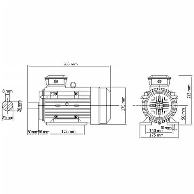 vidaXL Motor de 3 fases elétrico alumínio 2,2kW/3CV 2 polos 2840 rpm