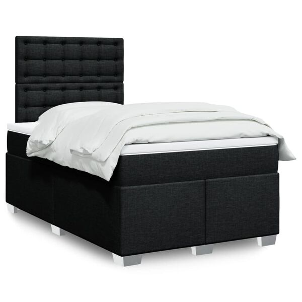 vidaXL Cama boxspring com colch&atilde;o 120x190 cm tecido preto