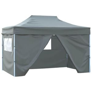vidaXL Tenda dobr&aacute;vel profissional festas 4 paredes 3x4m a&ccedil;o antracite