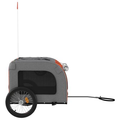 vidaXL Reboque bicicleta p/ animais tecido oxford/ferro laranja/cinza