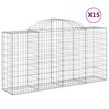 vidaXL Cestos gabi&atilde;o arqueados 15 pcs 200x50x100/120 ferro galvanizado