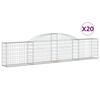 vidaXL Cestos gabi&atilde;o arqueados 20pcs 300x30x60/80 cm ferro galvanizado