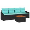vidaXL Conjunto de Sof&aacute; de Jardim 5 unid. Preto vime PE