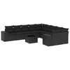 vidaXL 11 pcs conjunto sof&aacute;s de jardim c/ almofad&otilde;es vime PE preto