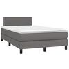 vidaXL Cama boxspring com colch&atilde;o 120x190 cm couro artificial cinzento