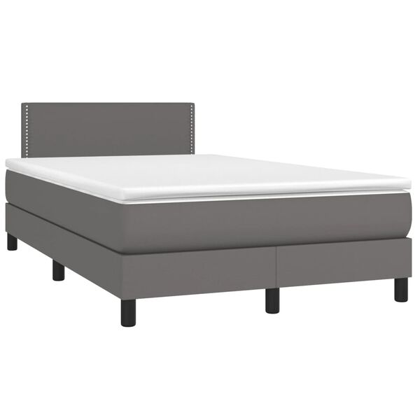 vidaXL Cama boxspring com colch&atilde;o 120x190 cm couro artificial cinzento