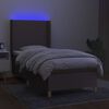 vidaXL Cama box spring colch&atilde;o/LED 100x200cm tecido cinza-acastanhado