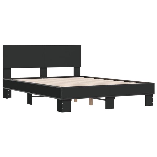 vidaXL Estrutura de cama 135x190 cm derivados de madeira/metal preto