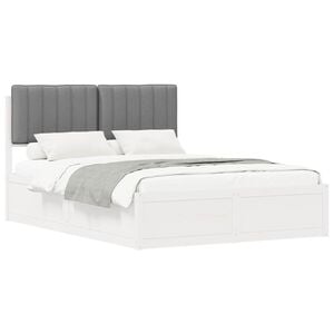 vidaXL Estrutura de Cama com Cabeceira Estofada Cinzento-claro