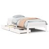 vidaXL Estrutura de cama c/ gavetas 90x200 cm pinho maci&ccedil;o branco