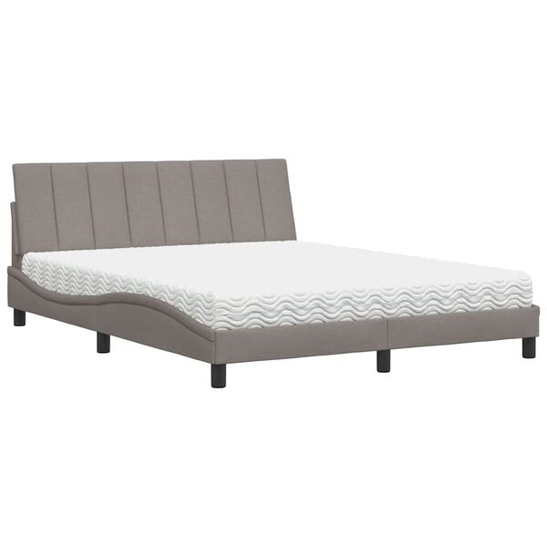vidaXL Cama com colch&atilde;o Hanko 160x200 cm tecido castanho-acinzentado