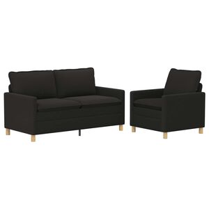 vidaXL Conjunto de Sof&aacute;s 2 unid. Preto Tecido