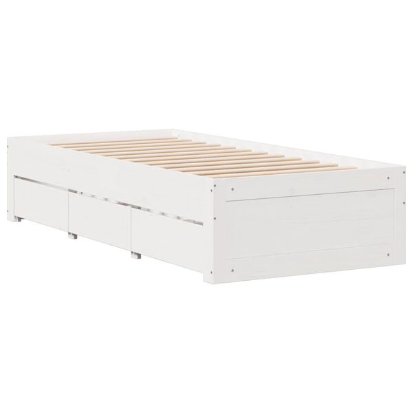 vidaXL Cama sem colchão com gavetas 90x190 cm pinho maciço branco