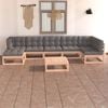 vidaXL 8 pcs conjunto lounge de jardim c/ almofadões pinho maciço
