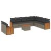 vidaXL 11 pcs conjunto sof&aacute;s de jardim c/ almofad&otilde;es vime PE cinzento