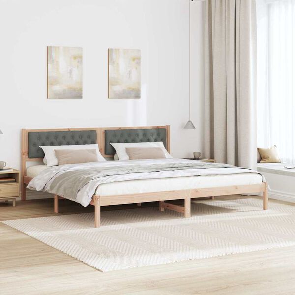 vidaXL Estrutura da Cama com cabeceira Cinza Escuro 200 x 200 cm