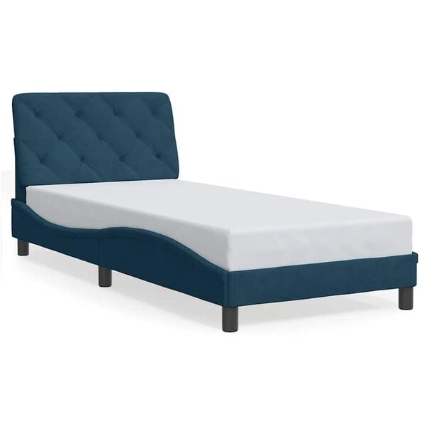 vidaXL Estrutura de cama sem colch&atilde;o 90x200 cm veludo azul