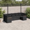 vidaXL 7 pcs conjunto de sof&aacute;s p/ jardim c/ almofad&otilde;es vime PE preto