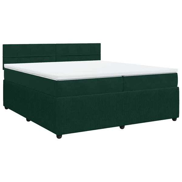 vidaXL Cama com molas/colch&atilde;o 200x200 cm veludo verde-escuro