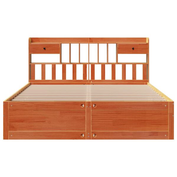 vidaXL Cama com estante sem colch&atilde;o 180x200 cm pinho maci&ccedil;o