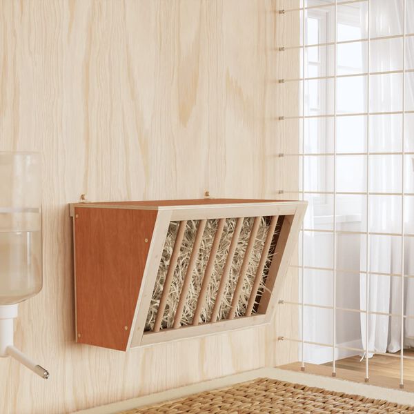 vidaXL Comedouro para coelhos 37x18,5x23 cm madeira de abeto maci&ccedil;a