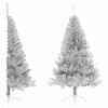 vidaXL Meia &aacute;rvore de Natal artificial com suporte 120 cm PET prateado
