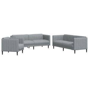 vidaXL 3 pcs conjunto de sof&aacute;s tecido cinzento-claro
