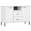 vidaXL Aparador c/ pernas metal 113x40x77cm madeira maci&ccedil;a OSLO branco