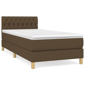 vidaXL Cama com molas/colch&atilde;o 100x200 cm tecido castanho-escuro