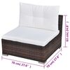 vidaXL 5 pcs conjunto lounge jardim c/ almofad&otilde;es vime PE castanho