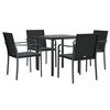vidaXL 5 pcs conjunto de jantar p/ jardim c/ almofadões vime PE e aço