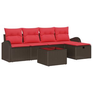 vidaXL Conjunto de Sof&aacute;s com almofada Manual Marrom e Vermelho vime PE