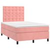 vidaXL Cama box spring c/ colch&atilde;o/LED 120x200 cm veludo rosa