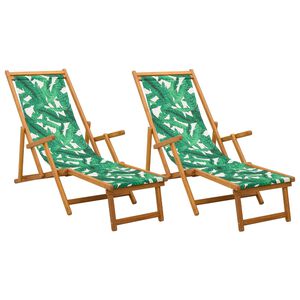 vidaXL Espregui&ccedil;adeira dobr&aacute;vel 2 pcs 3 Posi&ccedil;&atilde;o Padr&atilde;o de Folhas