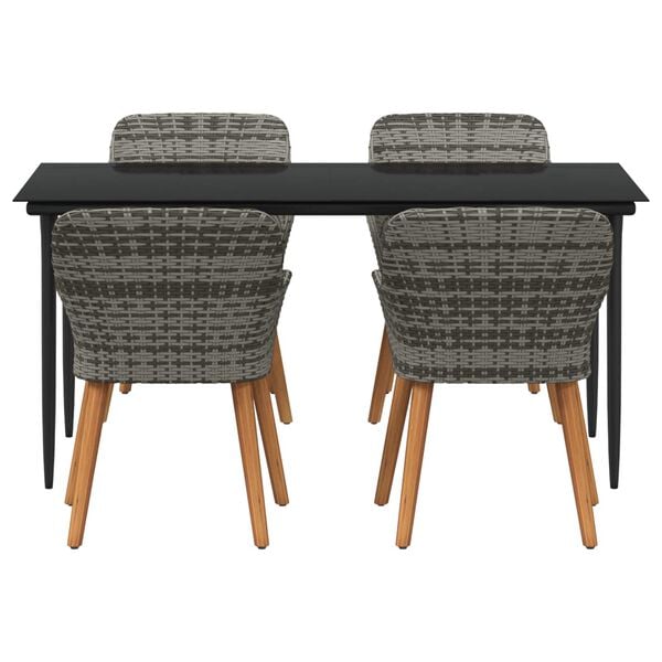 vidaXL Conjunto de Jantar para Jardim 5 pcs Cinzeto vime PE