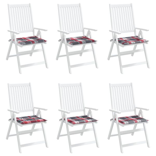 vidaXL Almofad&otilde;es cadeiras jardim 6pcs tecido oxford xadrez vermelho