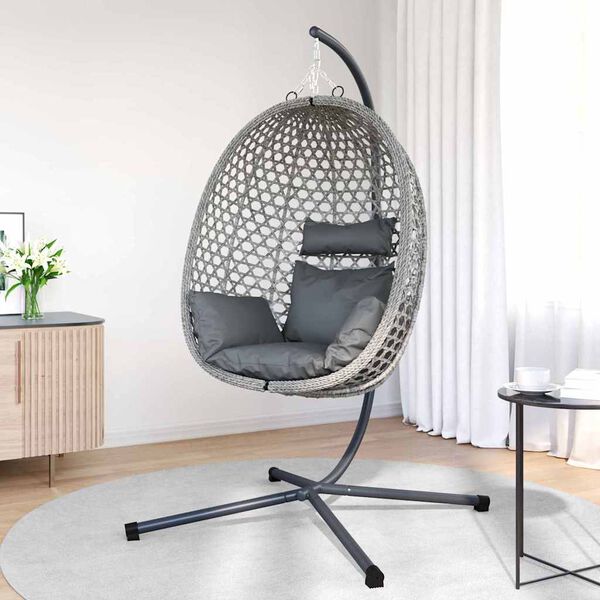 vidaXL Cadeira suspensa tipo ovo Manual antracite e cinzento