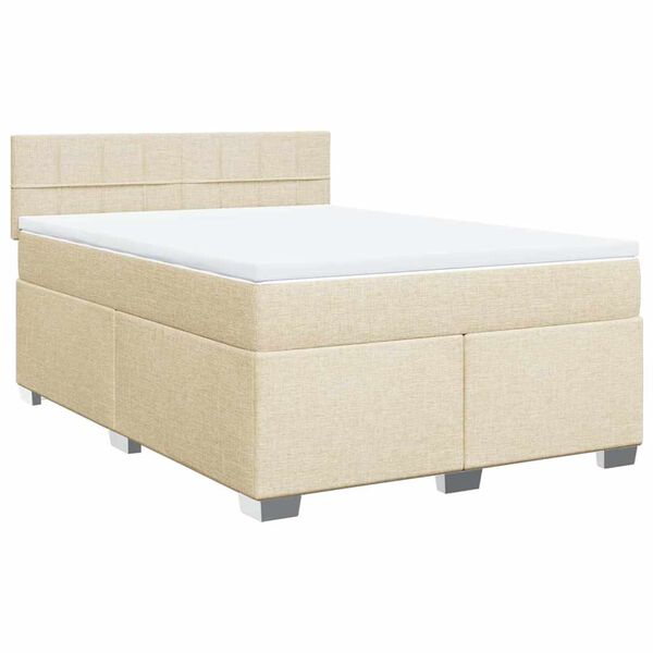 vidaXL Cama com molas/colch&atilde;o 140x190 cm tecido cor creme