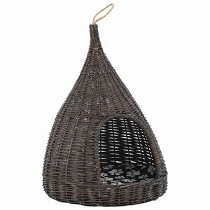 vidaXL Ninho p/ gatos tipi c/ almofad&atilde;o 40x60 cm salgueiro cinzento