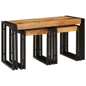 vidaXL Mesa de Ninho 3 unid. Marrom e Preto 82 x 40 x 45 cm