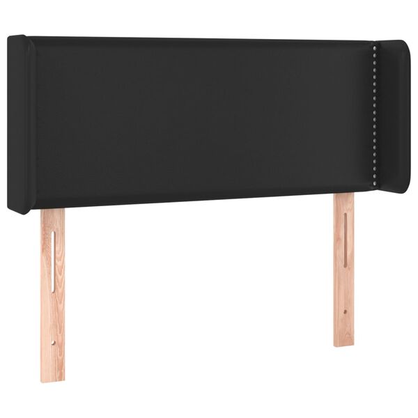 vidaXL Cabeceira de cama c/ LED couro artificial 93x16x78/88 cm preto