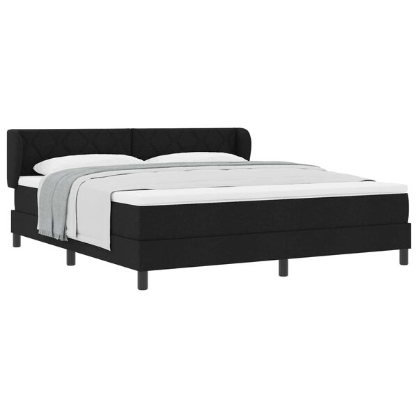 vidaXL Cama Box com colch&atilde;o com cabeceira Preto 180 x 200 cm tecido