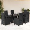 vidaXL 7 pcs conjunto de jantar p/ jardim c/ almofad&otilde;es vime PE preto