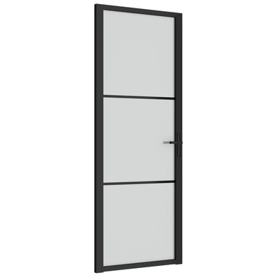 vidaXL Porta interior 76x201,5 cm vidro e alumínio preto mate