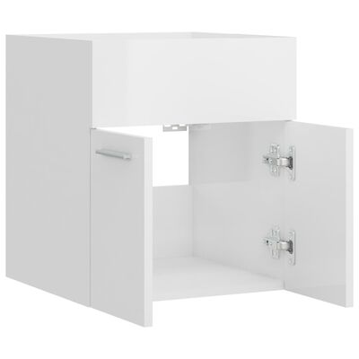 vidaXL Armário lavatório 41x38,5x46cm contraplacado branco brilhante