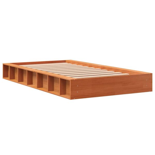 vidaXL Cama sem colch&atilde;o 75x190 cm madeira de pinho maci&ccedil;a castanho-mel