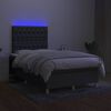 vidaXL Cama box spring c/ colch&atilde;o e LED 120x190 cm tecido cinza-escuro